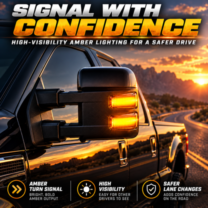 Dual-Mode LED Mirror Lights – White & Amber Turn Signal Upgrade for Heavy-Duty Trucks