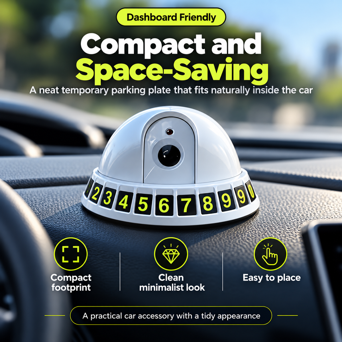 🚗 ParkGuard™ 2-in-1 Smart Parking Number Plate – Built-In Security Camera & Adjustable Phone Number Display