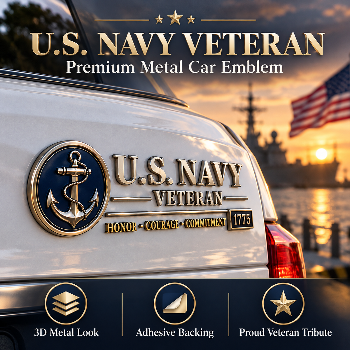 ⚓3D Adhesive Badge, No-Drill Military-Inspired Car & Truck Decoration