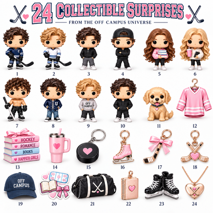 🏒 Off Campus 24-Day Collectible Surprise Calendar💗 – Hockey Romance Mini Figures & Gift Set！！！🎁