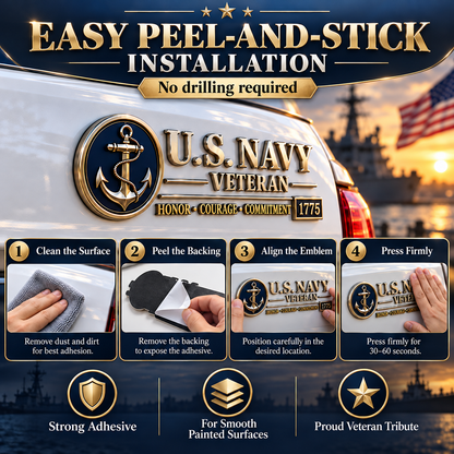 3D Adhesive Badge, No-Drill Military-Inspired Car & Truck Decoration
