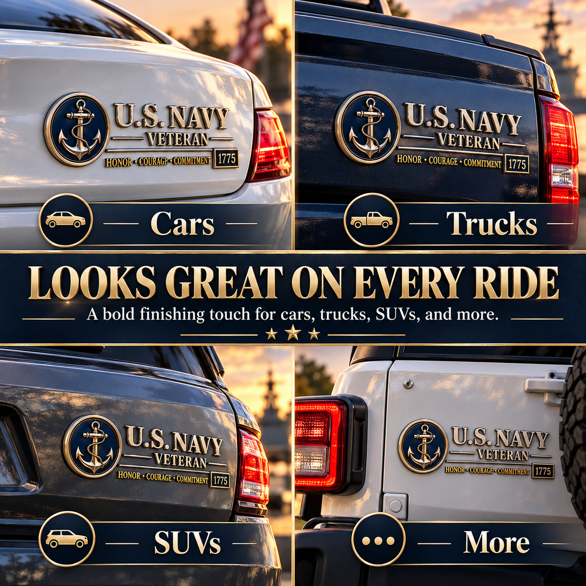 ⚓3D Adhesive Badge, No-Drill Military-Inspired Car & Truck Decoration