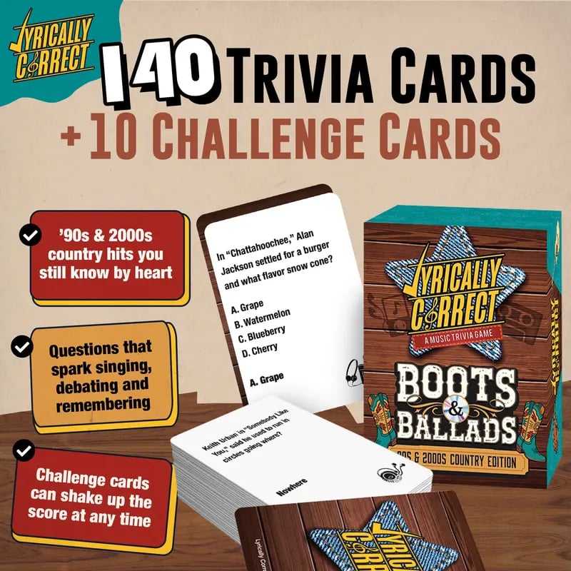 Lyrically Correct Music Trivia Game Bundle – Country, Hip-Hop, R&B & Pop Editions