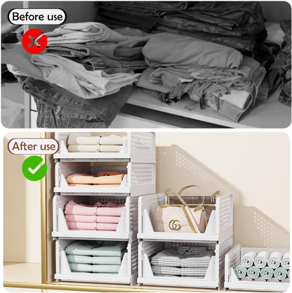 🧺5 Pack Closet Organizers Stackable Storage Box
