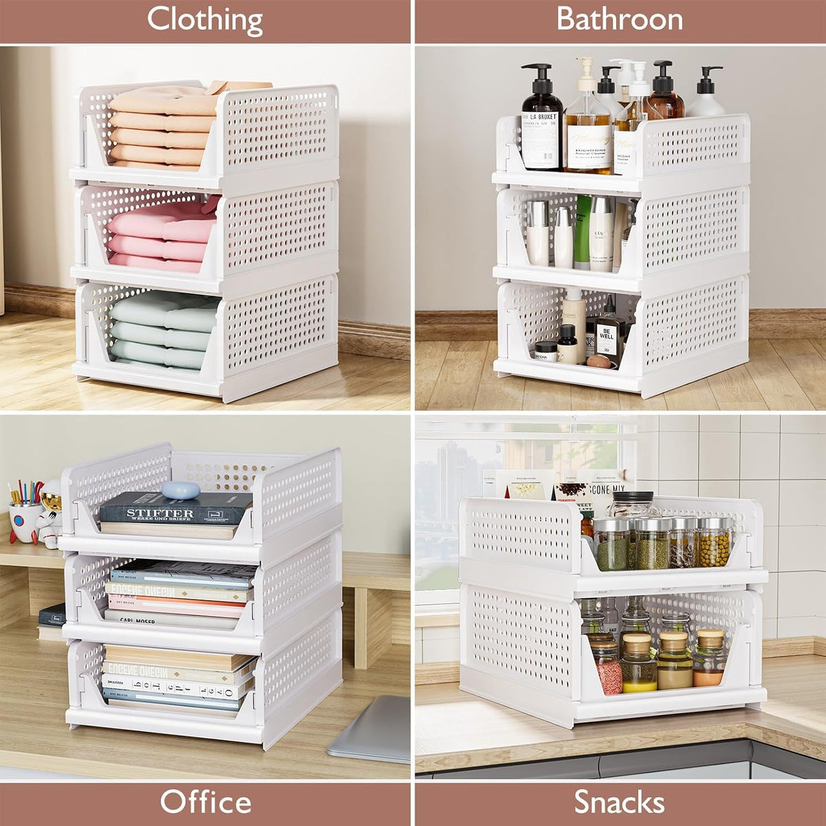 🧺5 Pack Closet Organizers Stackable Storage Box