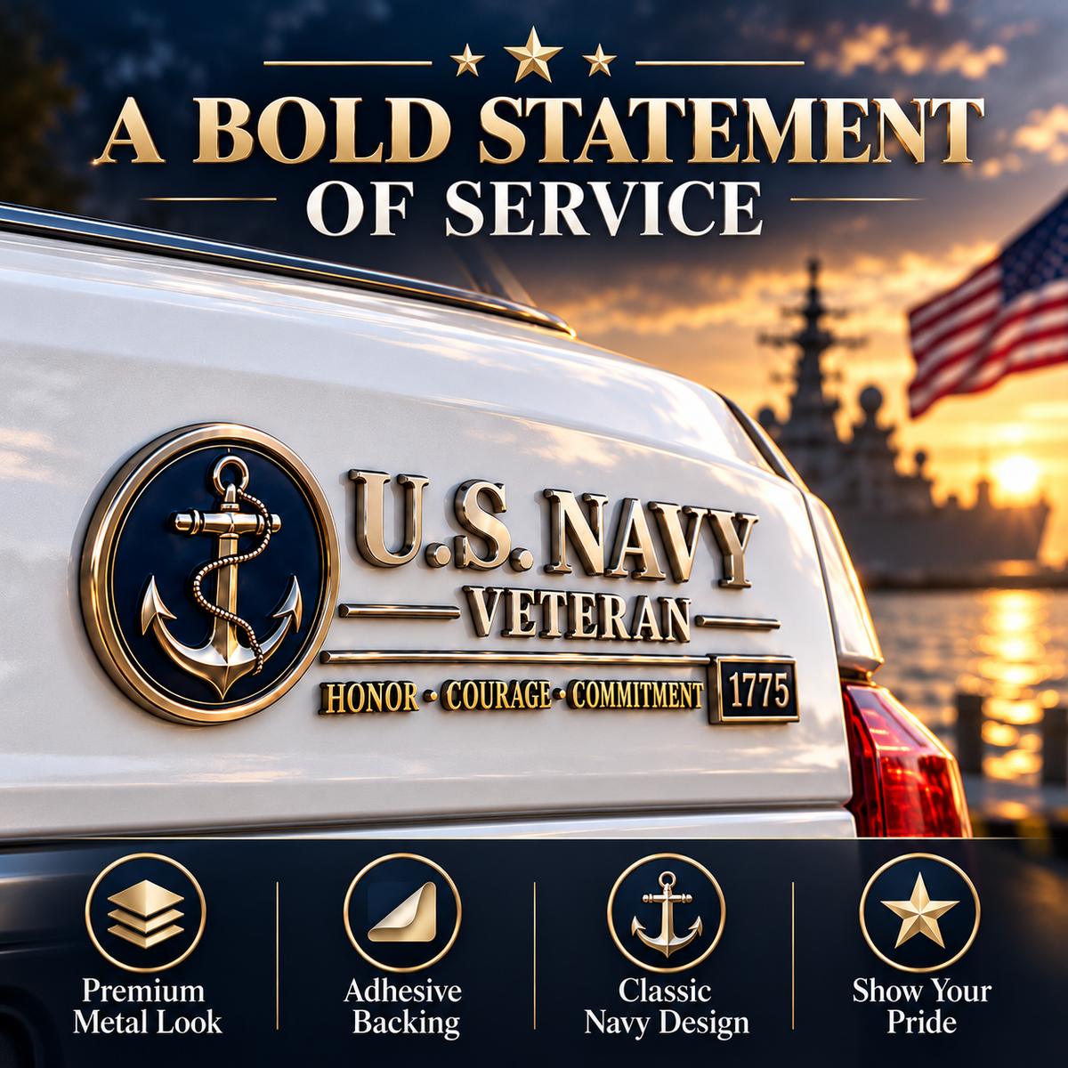 3D Adhesive Badge, No-Drill Military-Inspired Car & Truck Decoration