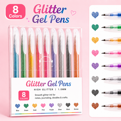🎨Sparkle Deal Vibrant Glitter Gel Pens for Coloring, Drawing & Creative Fun