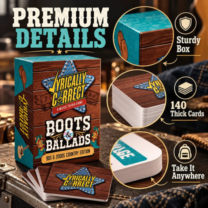 Lyrically Correct Music Trivia Game Bundle – Country, Hip-Hop, R&B & Pop Editions