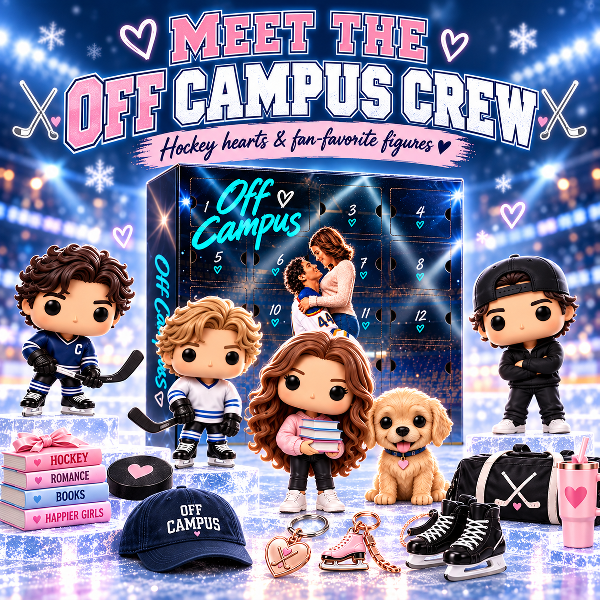 🏒 Off Campus 24-Day Collectible Surprise Calendar💗 – Hockey Romance Mini Figures & Gift Set！！！🎁