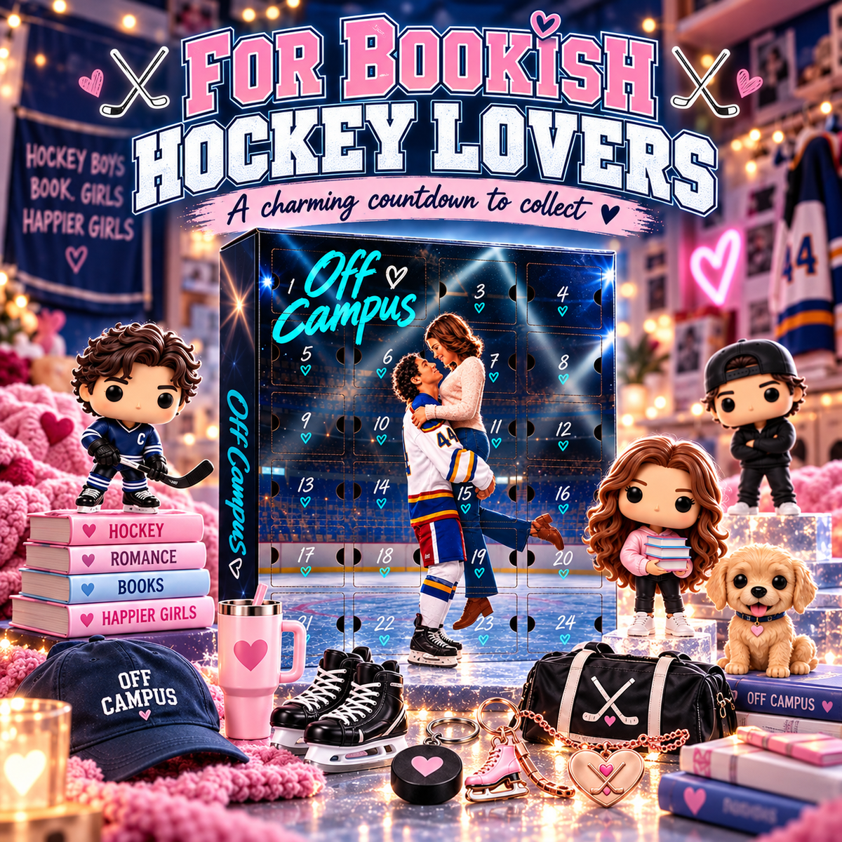 🏒 Off Campus 24-Day Collectible Surprise Calendar💗 – Hockey Romance Mini Figures & Gift Set！！！🎁