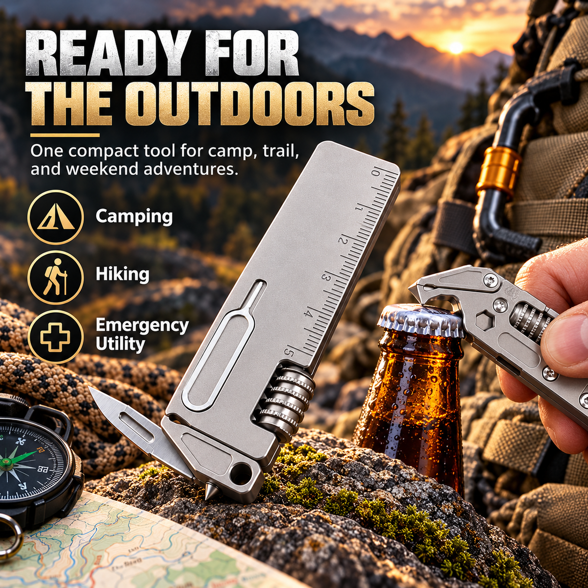 Titanium 10-in-1 Pocket Multi-Tool for Everyday Carry