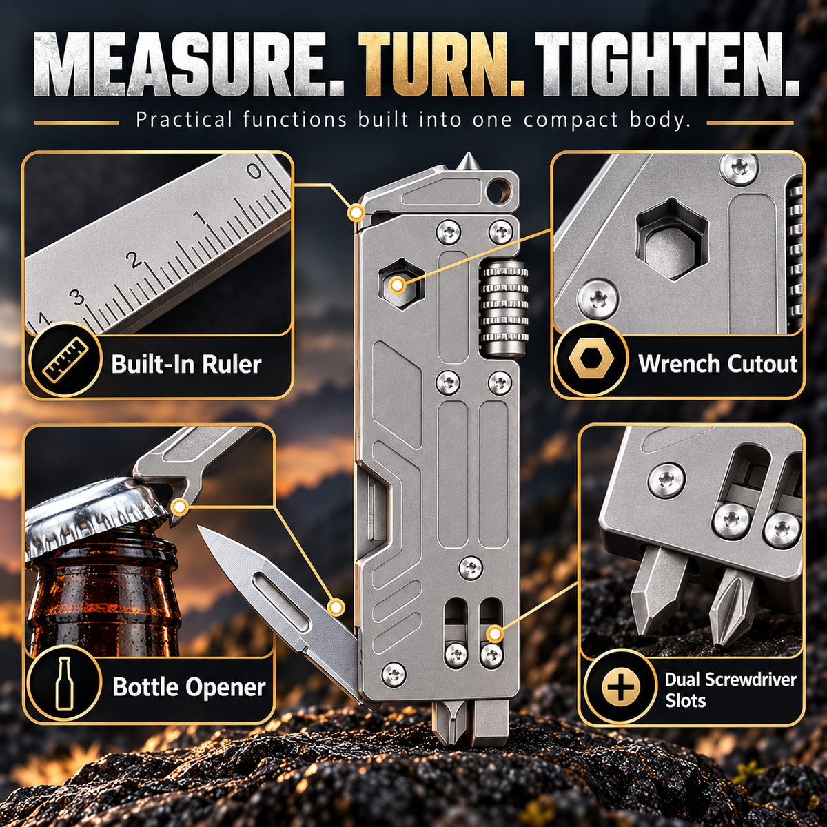 Titanium 10-in-1 Pocket Multi-Tool for Everyday Carry