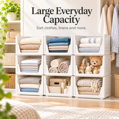 🧺5 Pack Closet Organizers Stackable Storage Box