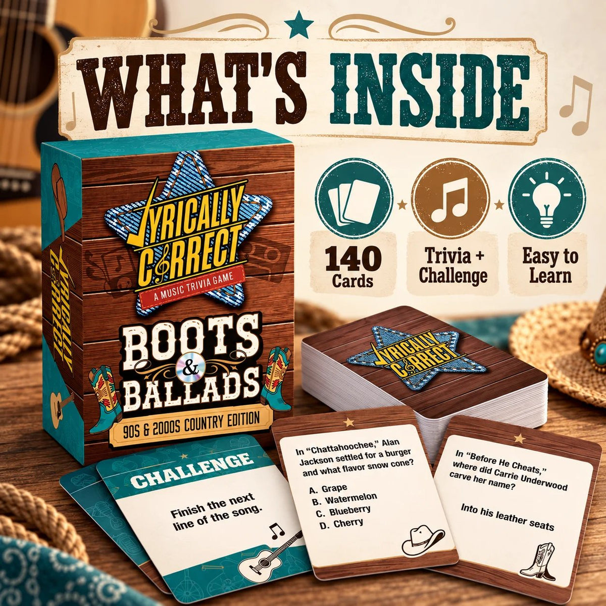 Lyrically Correct Music Trivia Game Bundle – Country, Hip-Hop, R&B & Pop Editions
