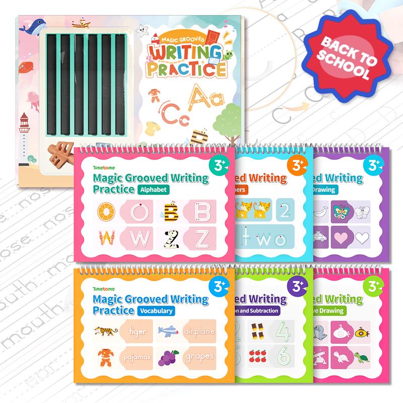 📚Reusable Grooved Handwriting Workbook Set | 6 Learning Books