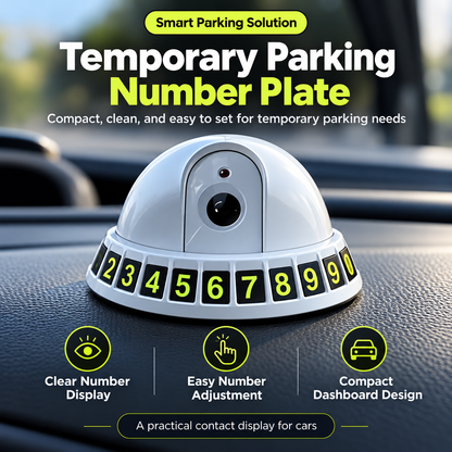 🚗 ParkGuard™ 2-in-1 Smart Parking Number Plate – Built-In Security Camera & Adjustable Phone Number Display