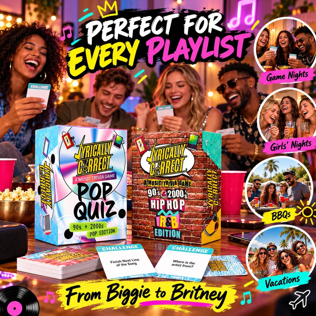 Lyrically Correct Music Trivia Game Bundle – Country, Hip-Hop, R&B & Pop Editions